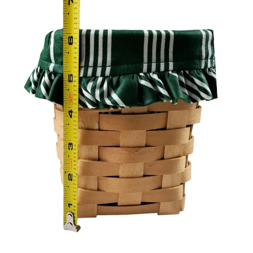 LONGABERGER 1997 Square Basket w Green Stripe Liner & Protector USA